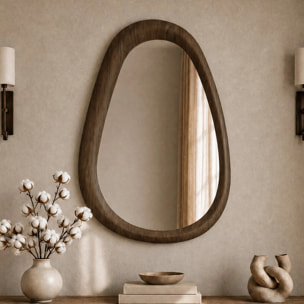 Miroir ovale en placage noyer, 80 x 120 cm - Yoko