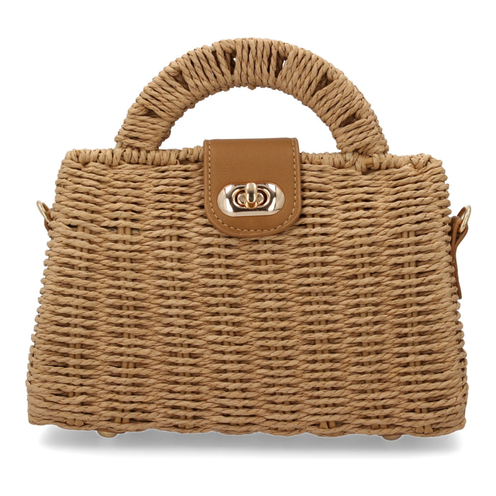 Bolso de hombro para mujer, material de rafia, diseño elegante y moderno ideal para verano