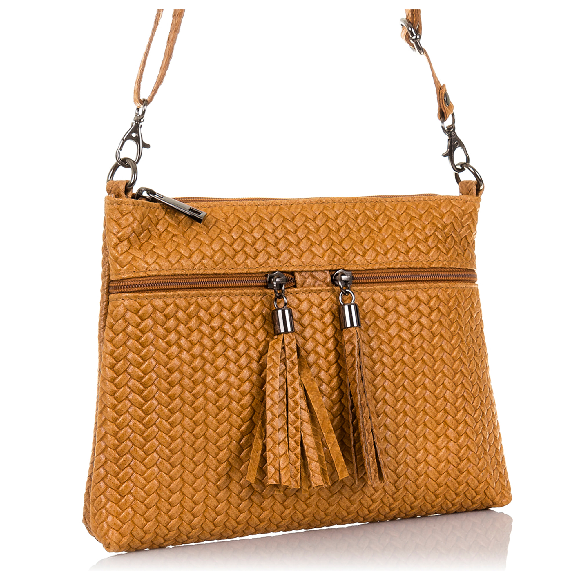 Oderzo Borsa a tracolla Donna.Pelle autentica Camoscio Incisione Chevron