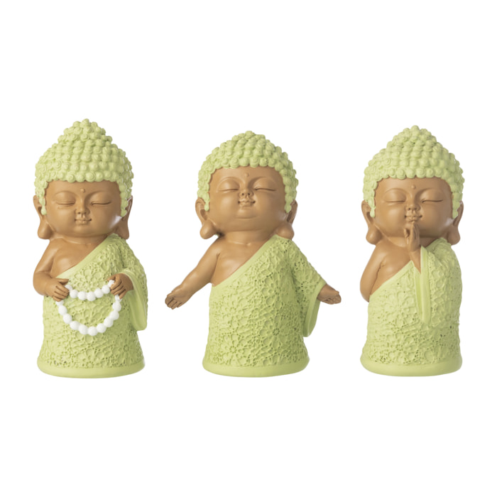 J-Line Moine Chaîne décoratif - polyrésine - vert menthe - 3 pièces