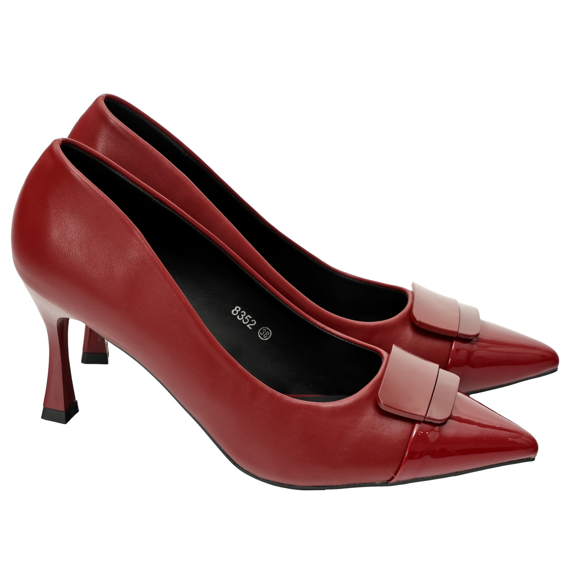 Decolletè in simil pelle con applicazione