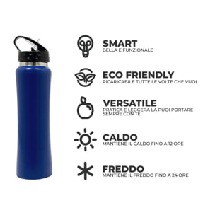 Borraccia Termica Thermos Caldo-Freddo Modello Sport Blu