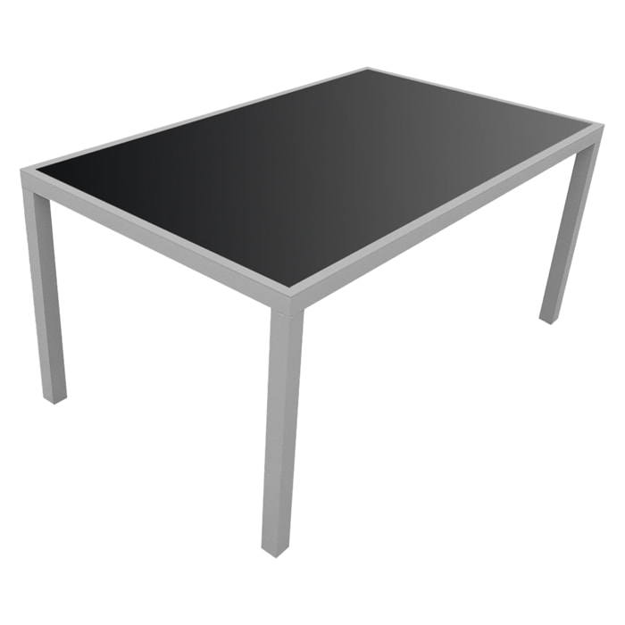 Salon de jardin BERGAMO en textilène noir 6 places - aluminium gris