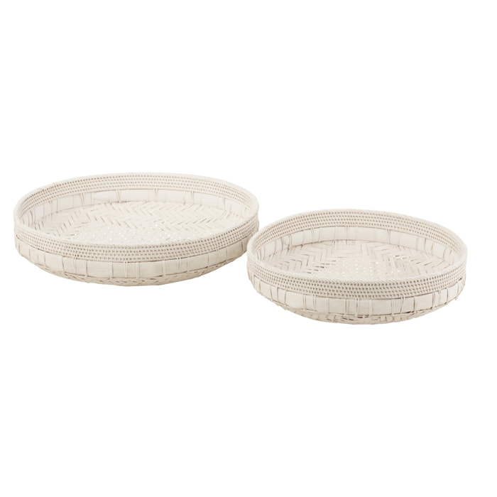 J-Line plat Rond - rotin - blanc - set de 2