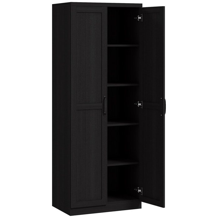 Buffet haut - armoire cuisine - 4 étagères réglables - dim. 60 x 40 x 160 cm - effet bois noir
