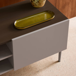 Meuble TV métal et décor bois 2 portes 140cm ASHTON