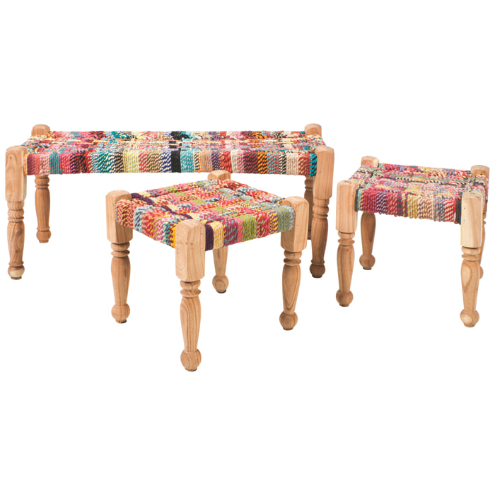 SET 1/3 PANCA E SGABELLO NEW ITEM MULTICOLOR - misura 90x36x40