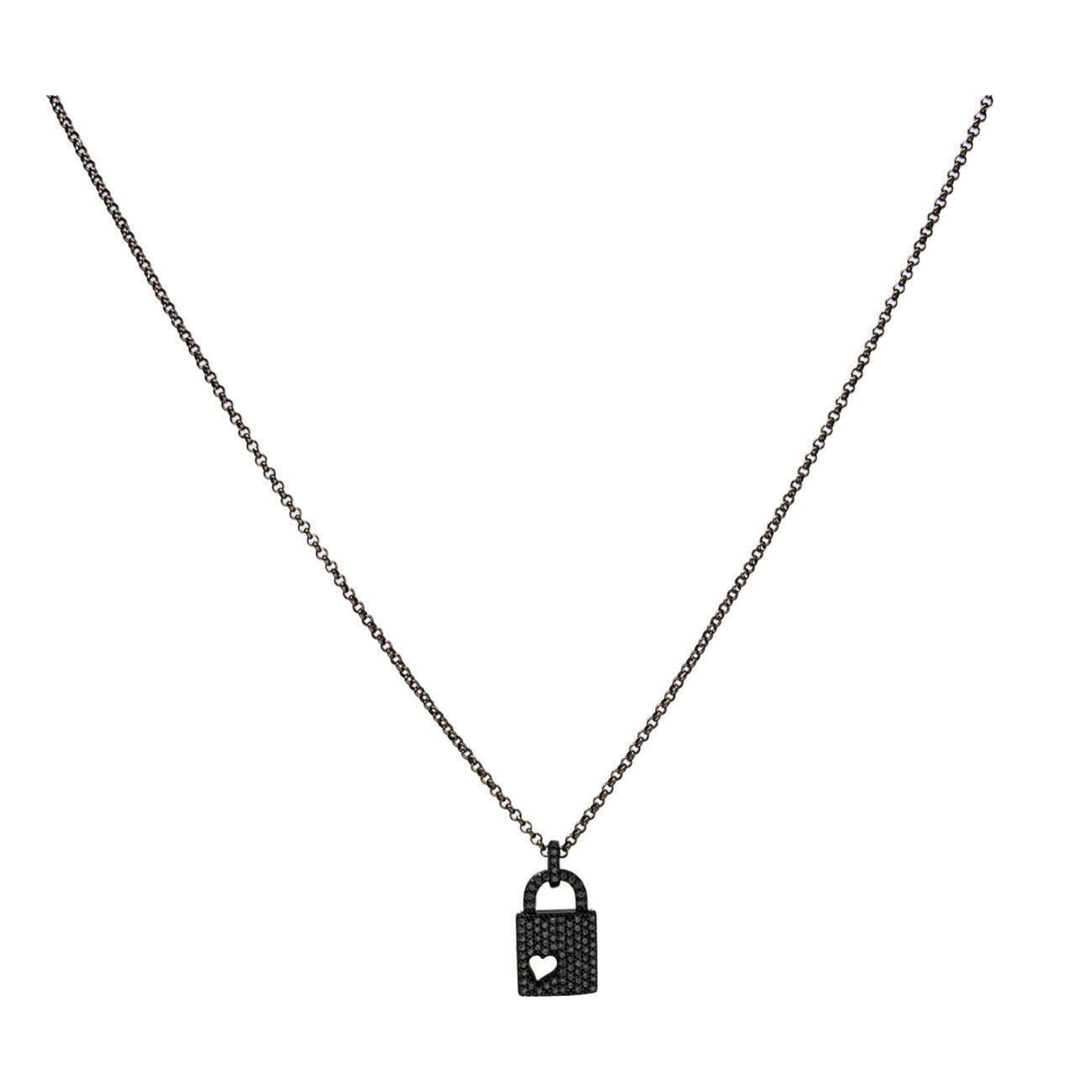 Collana U.S. Polo Assn. In metallo nero con pendente a lucchetto con cristalli neri