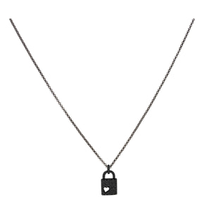 Collana U.S. Polo Assn. In metallo nero con pendente a lucchetto con cristalli neri