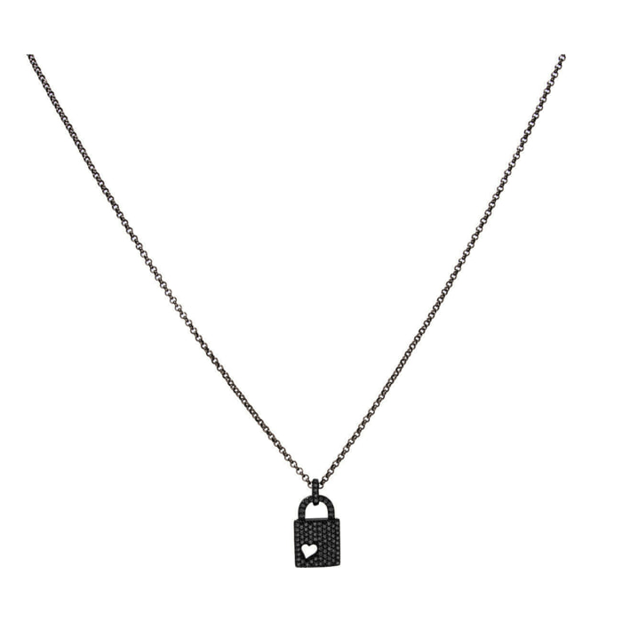 Collana U.S. Polo Assn. In metallo nero con pendente a lucchetto con cristalli neri