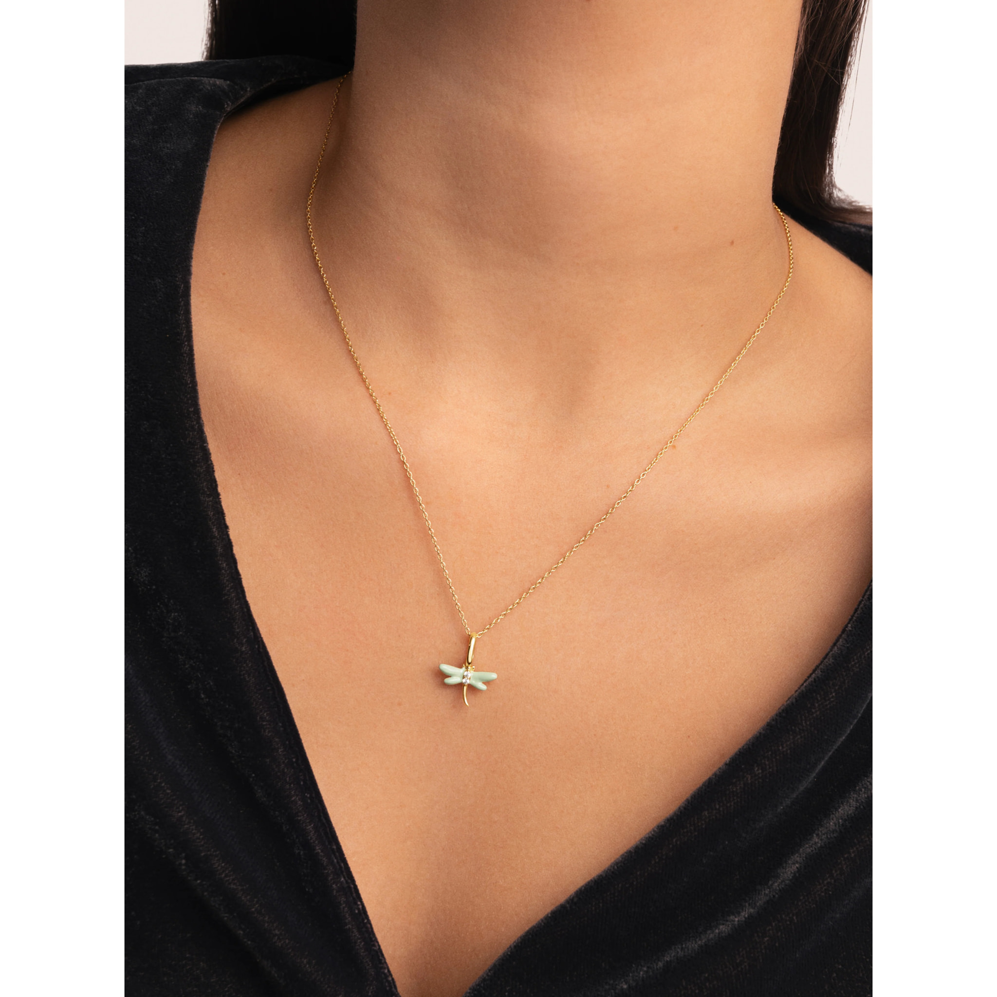Charm Libélula Plata Baño Oro