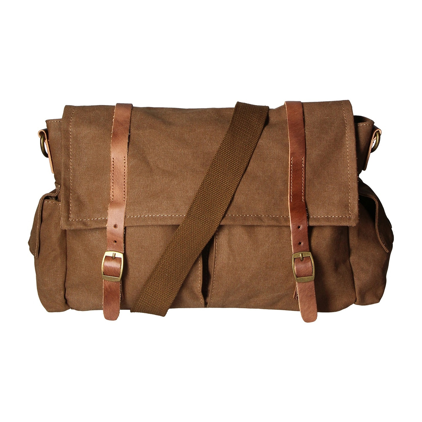 Borsa a spalla unisex - Modello Mina - Canvas e vera pelle - 24.0 x 34.0 x 10.0 cm