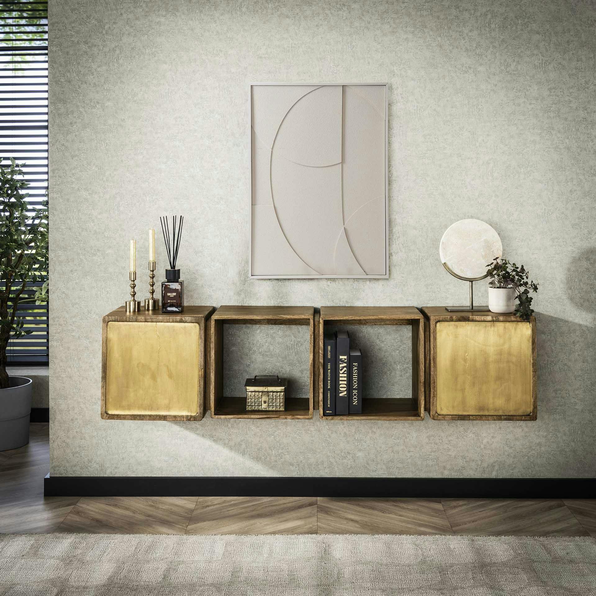Meuble mural 4 cubes en bois VARA