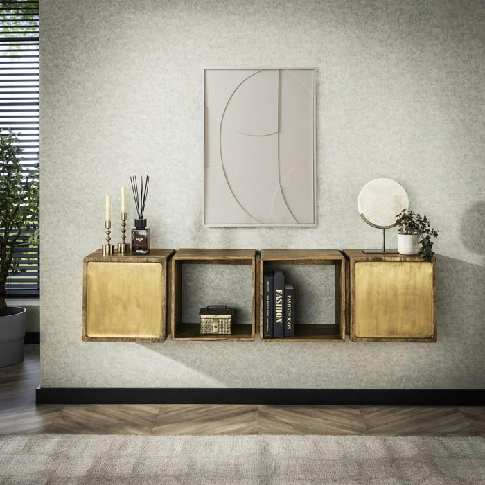 Meuble mural 4 cubes en bois VARA