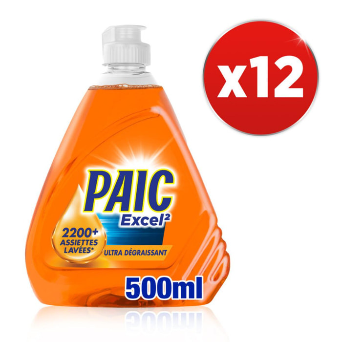 Pack de 12 - PAIC Liquide Vaisselle Paic Excel² Ultra Dégraissant 500ml