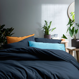 Parure de lit unie en coton taies à volant, COTON LAVÉ