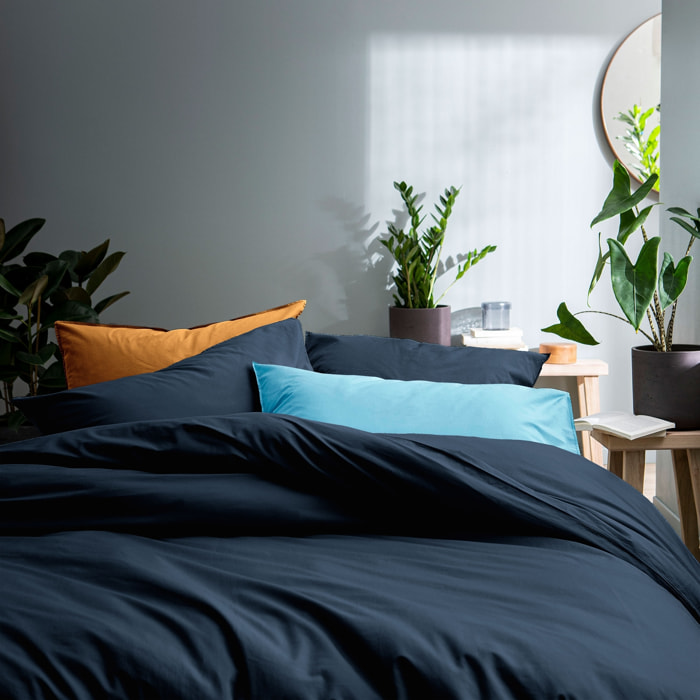 Parure de lit unie en coton taies à volant, COTON LAVÉ