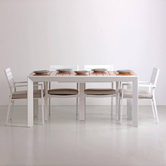 Tavolo allungabile in alluminio e legno 160/260x100x075- Olbia