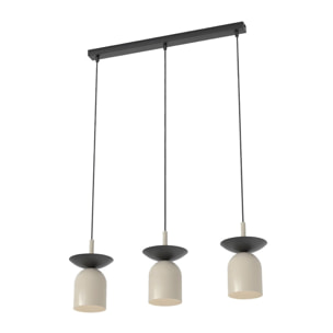 Lampada a sospensione EGO 3 luci in acciaio mokka