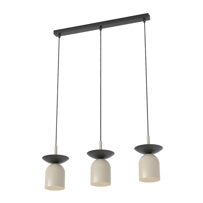 Lampada a sospensione EGO 3 luci in acciaio mokka