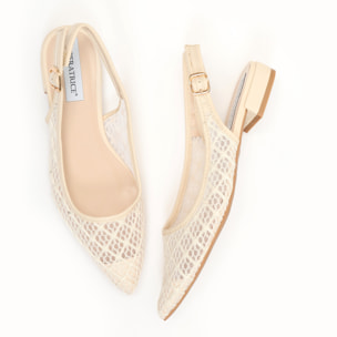 Ballerine slingback in rete ricamata