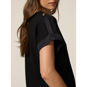 Oltre - T-shirt in jersey con profili in raso - Nero