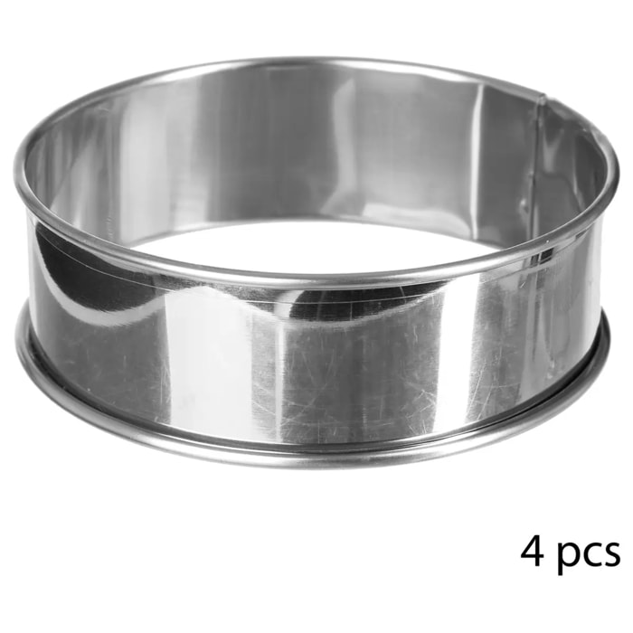4 cercles à tartelettes inox 9cm