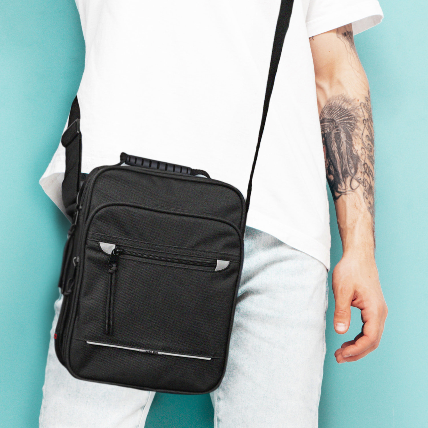 Bandolera Hombre Textil Jaslen Norwich Negro