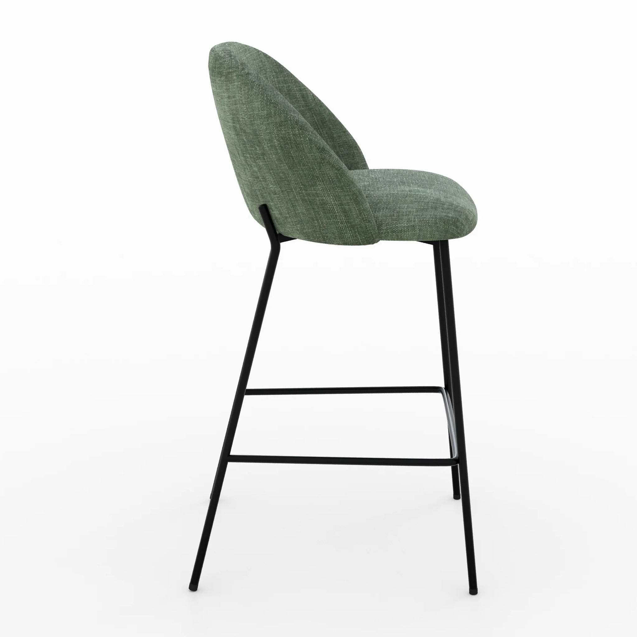Lot de 2 chaises pour ilot central 66,5 cm en tissu vert sapin - Karl