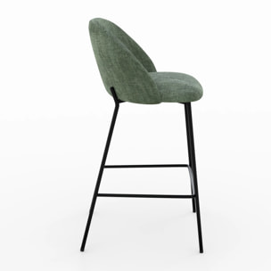 Lot de 2 chaises pour ilot central 66,5 cm en tissu vert sapin - Karl