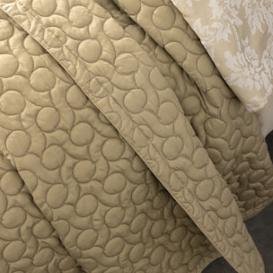 Couvre lit matelassé en satin de coton bio, POÉSIE, Jaune Desert