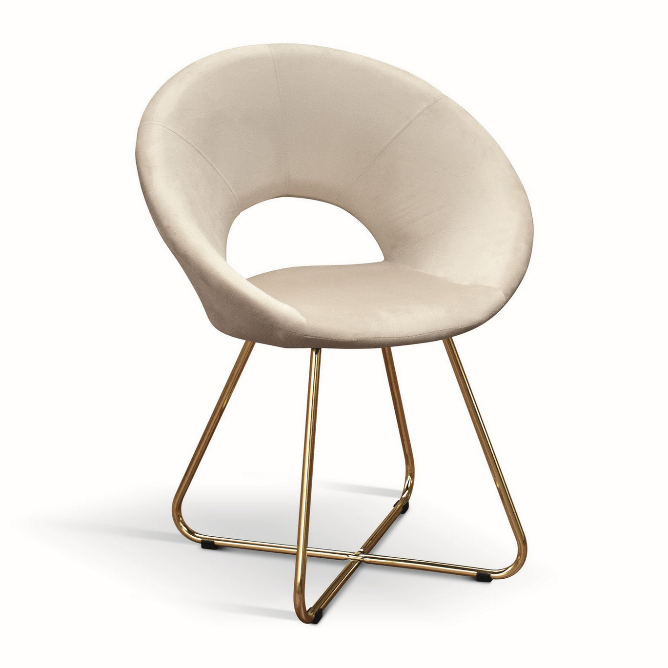 Set di 2 poltroncine ZANTE in tessuto effetto velluto beige e base in metallo color oro