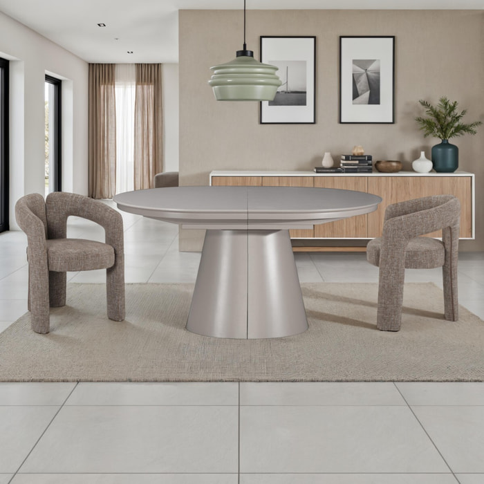 Table à manger extensible Tomasucci GLOMMA, en MDF, taupe, 150/200/250 × 110 × 76 cm
