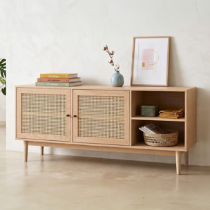 Buffet 2 portes en cannage et bois - EDEN
