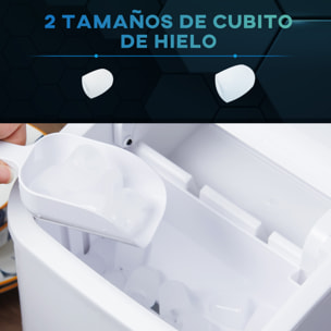 Máquina de Hielo 12 kg/24h Máquina de Hacer Hielo Autolimpieza 9 Cubitos de Hielo en 6-12 Minutos 2 Tamaños de Cubitos Máquina de Hielo para Casa con Asa Cuchara Cesta Crema