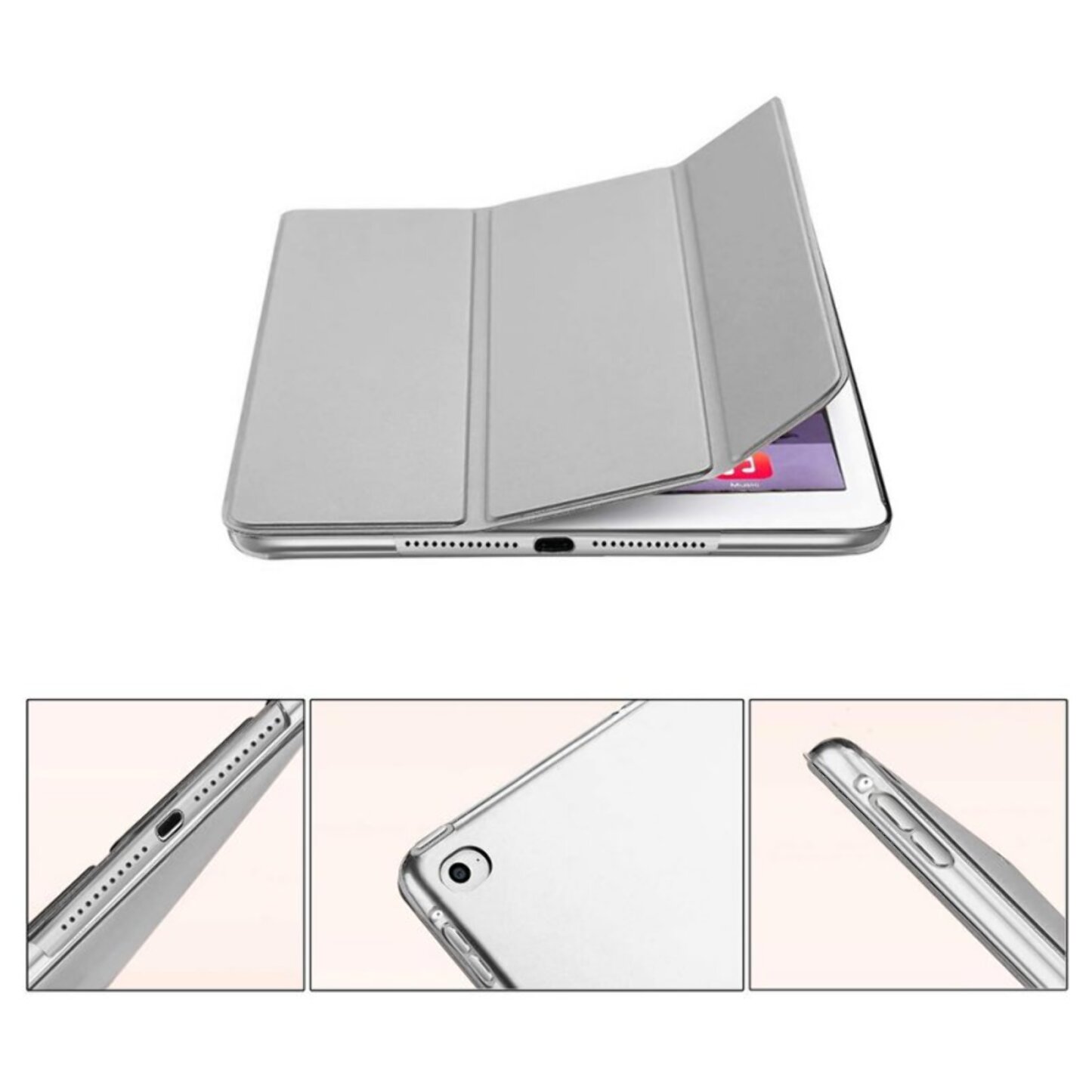 Étui Smart Cover iPad 9.7' (2017/2018) / iPad Air (2013/2014) / iPad Pro 9.7' (2016) Argent à Rabat avec Support