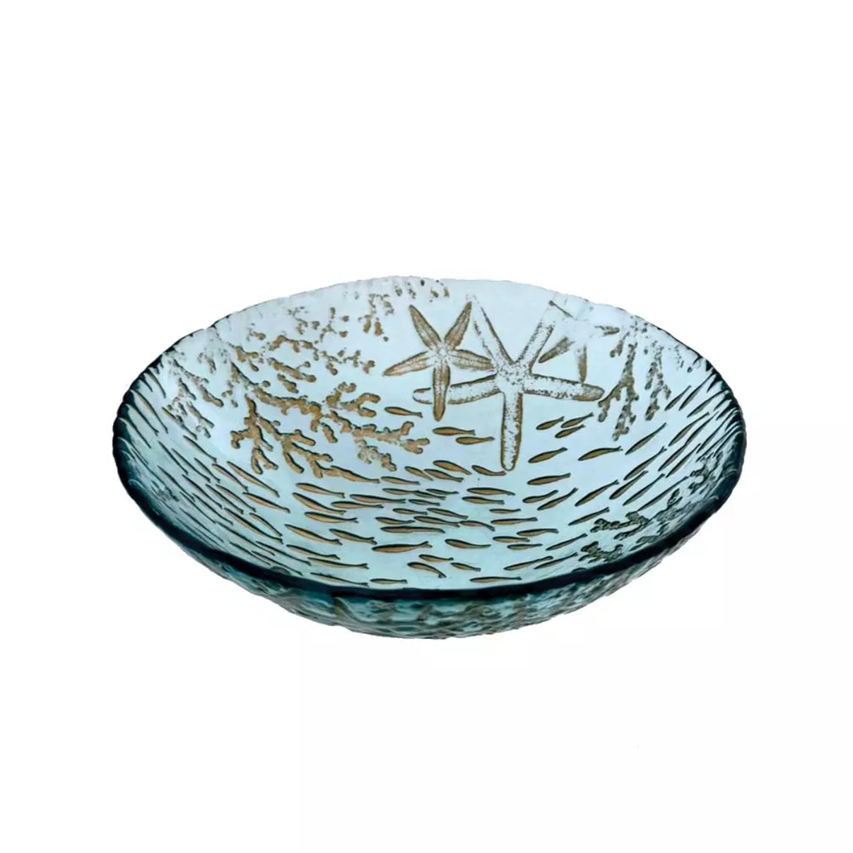 Lot de 6 BOL EN VERRE BLEU MER 20X20X6CM
