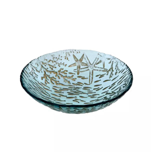 Lot de 6 BOL EN VERRE BLEU MER 20X20X6CM