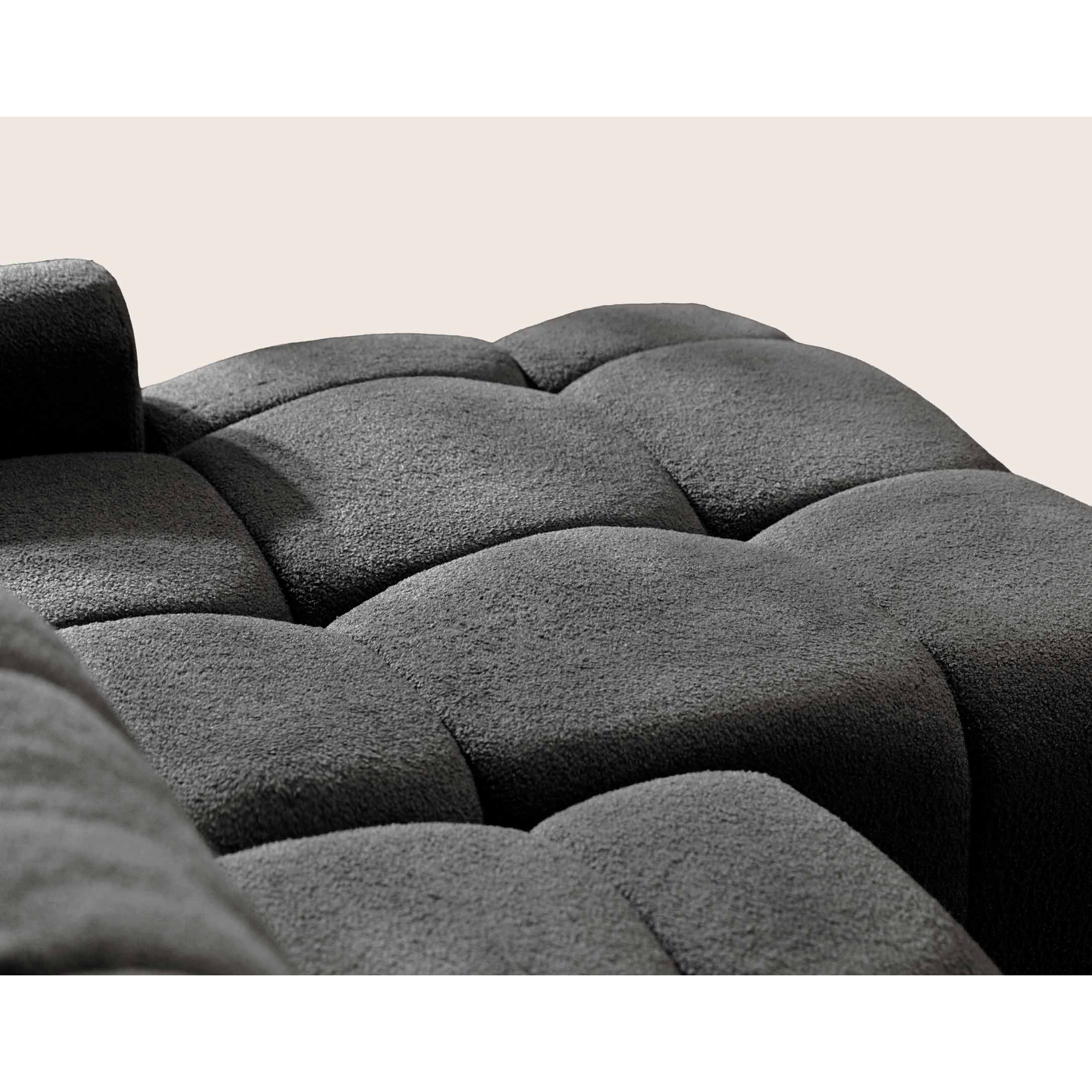 Yulin - Canapé d'angle droit 4 places convertible avec coffre en tissu bouclette - Gris