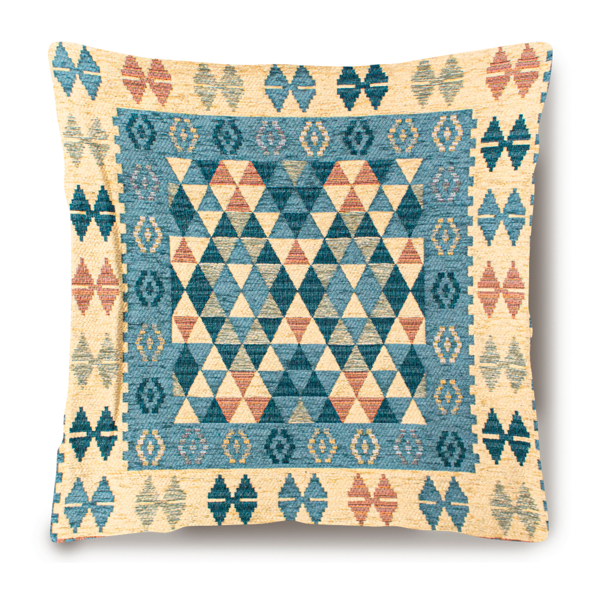 COPPIA CUSCINI ARREDO JACQUARD SFODERABILI 50X50 CM KILIM AZZURRO TOPAZIO