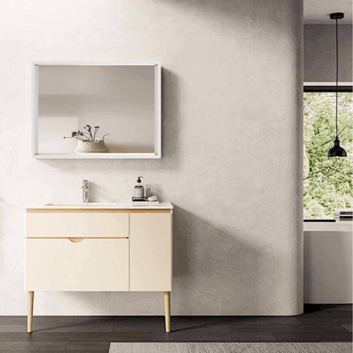 Vision 80x60 cm miroir rectangulaire avec éclairage LED 3 couleurs et capteur, transparent (SATZVIOBLED6080)