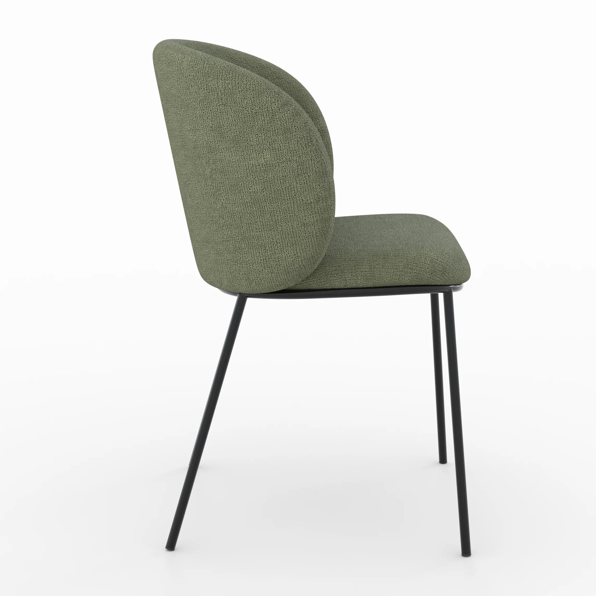 Lot de 2 chaises en tissu vert kaki, pieds métal noir - Bulle
