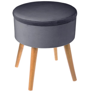 Tabouret coffre "Tess" gris en velours