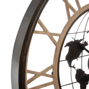 Horloge monde noir D67cm