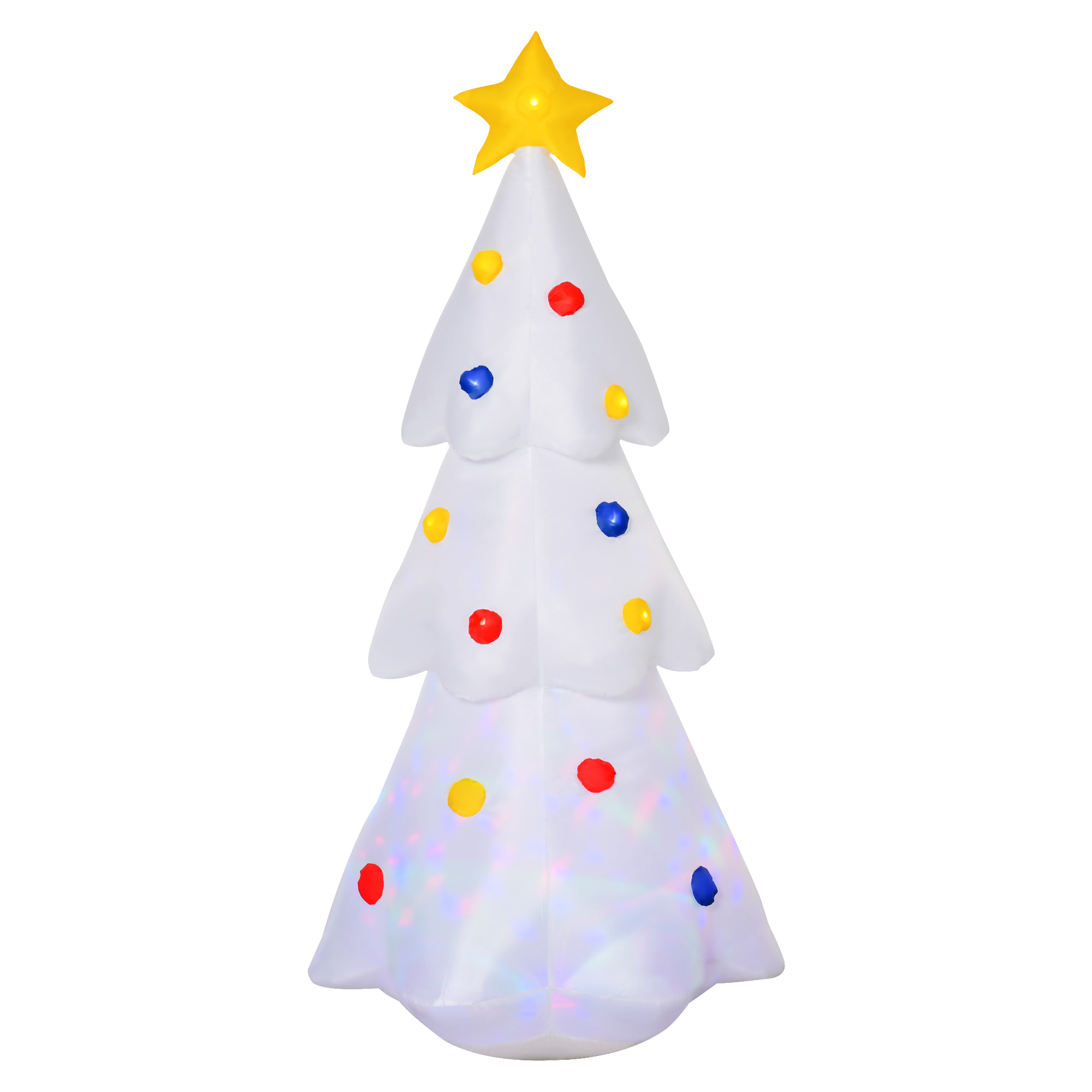 HOMCOM Árbol de Navidad Inflable 158 cm de Altura con Luces LED e Inflador Decoración Navideña para Interiores Exteriores 67x61x158 cm Blanco