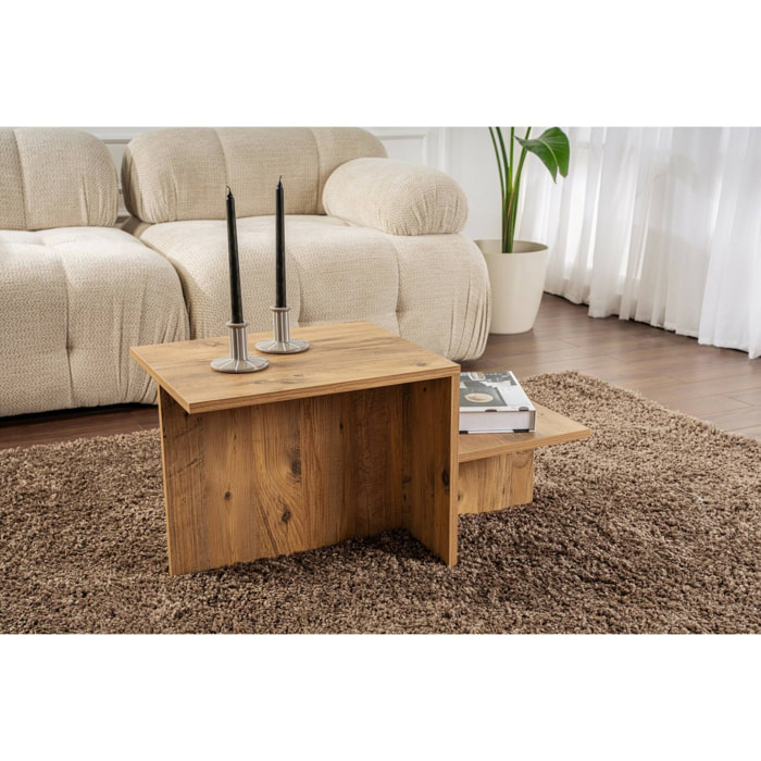 Tavolino da salotto Varian, Tavolo basso da caffè, Portariviste per divano, Ripiano da soggiorno, 80x40 h40 cm, Pino