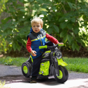 Moto Eléctrica para Niños de +2 Años Moto de Batería para Niños 6V con Función de Soplar Burbujas Faros Música Moto para Niños con Velocidad 3 km/h Carga 30 kg Verde