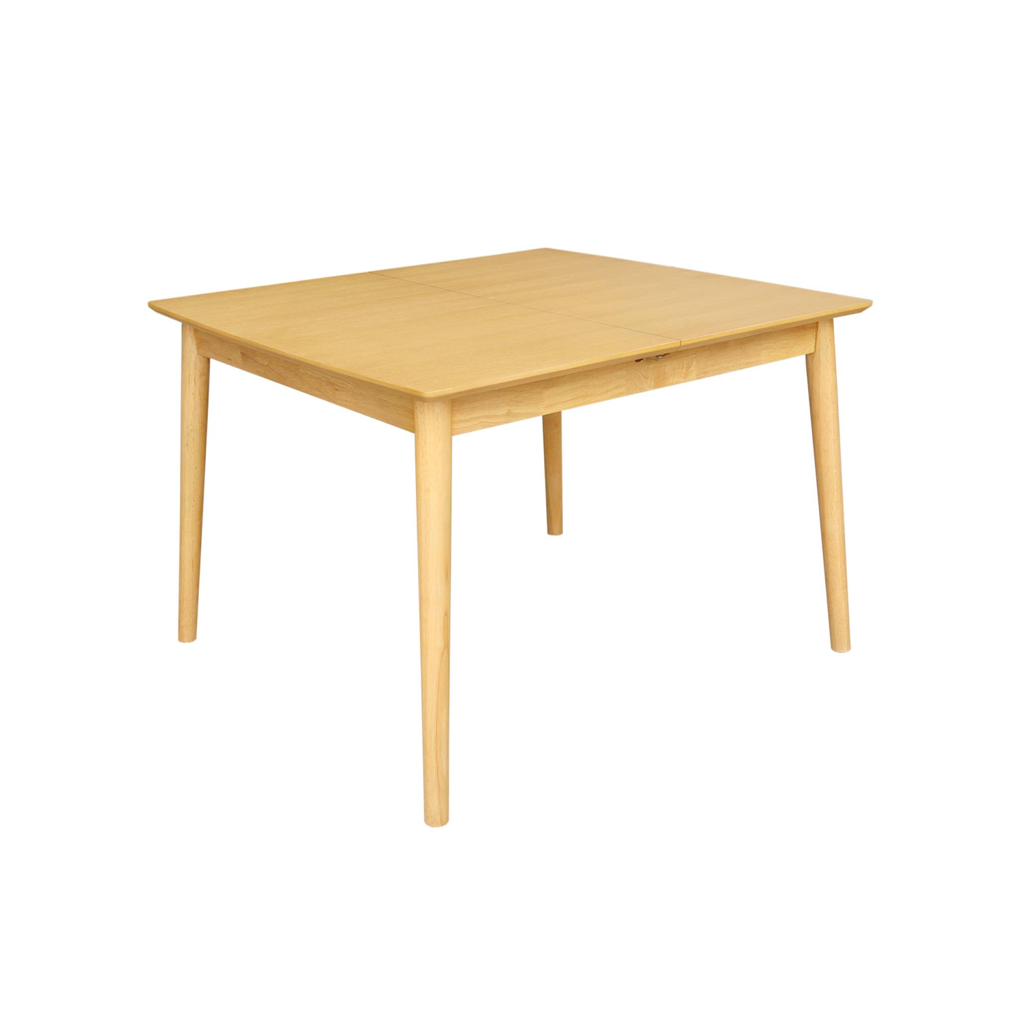 Table à manger rectangulaire extensible bois d'hévéa et placage chêne naturel 4-6 places - 110/140 x 100 x 75 cm - Lina