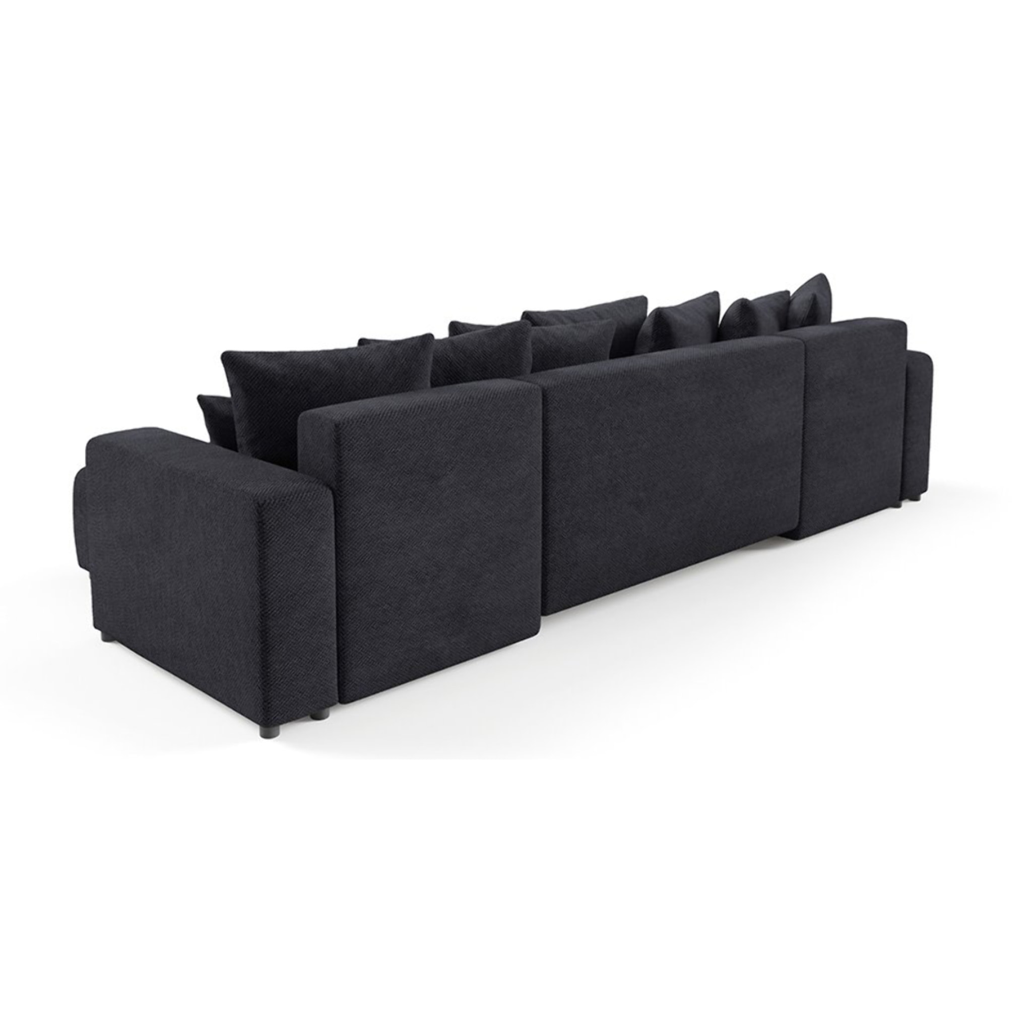 GLORIA - Canapé panoramique 6 places en tissu noir