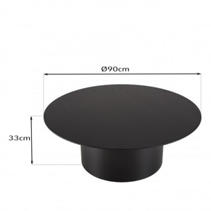 DALY - Table basse ronde noire 90x90cm piètement métal